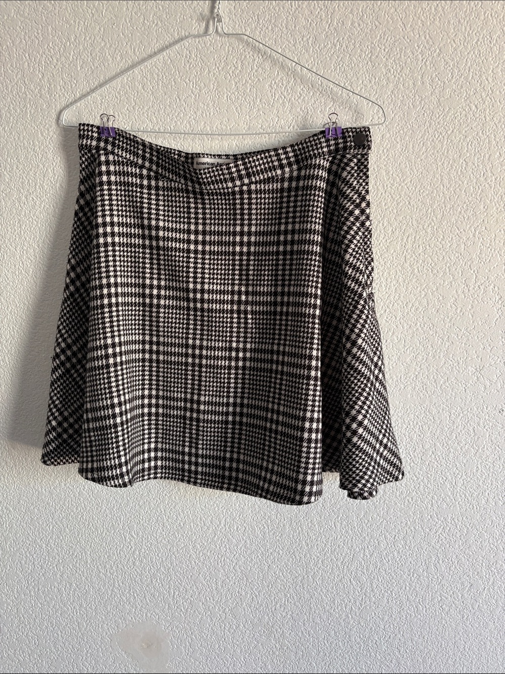 American Apparel Black and White Houndstooth Skater Skirt